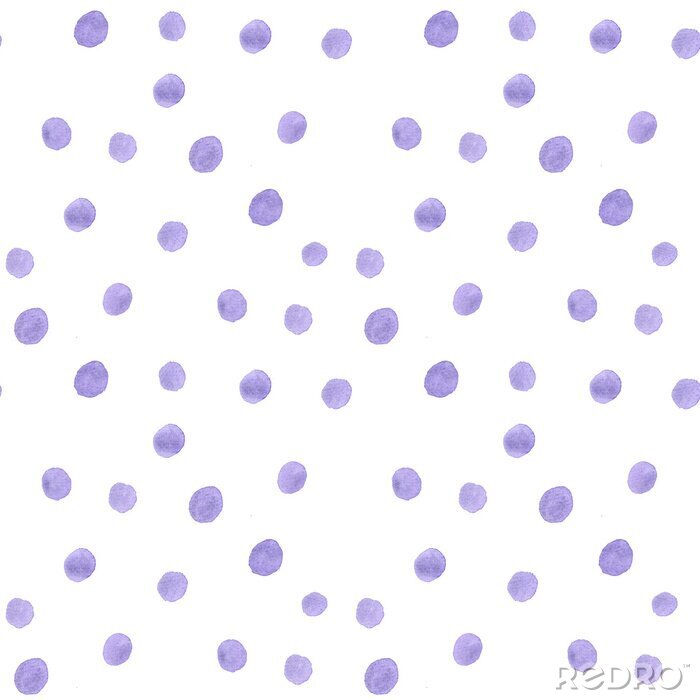 Fototapete Seamless polka dot pattern from watercolor paint violet circles. illustration for your design.