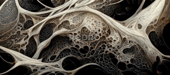 Fototapete Seamless texture of an organic, black with grey, blue, golden dots, curves and abstract lines, manhattan voronoi seamless pattern, tile background.
