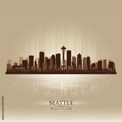 Fototapete Seattle Washington Skyline Stadtsilhouette