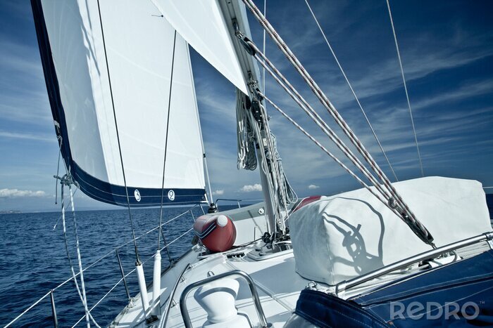 Fototapete Segelboot Blau und Weiß