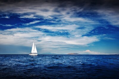 Fototapete Segelboot Hintergrund in blauen Farben