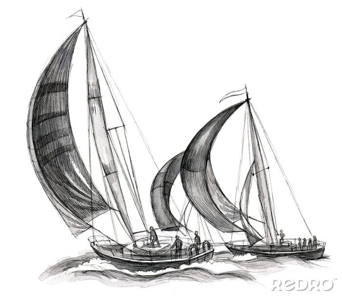 Fototapete Segelboot-Skizze
