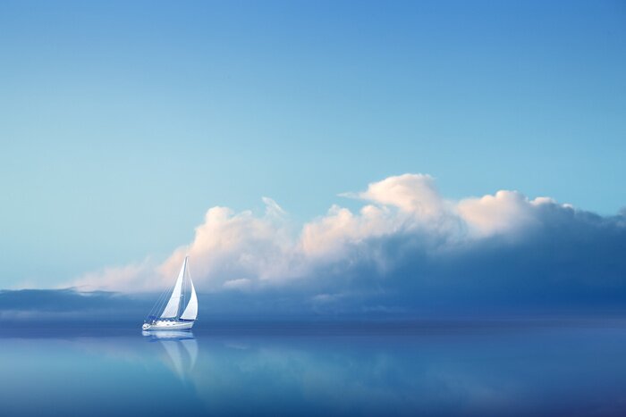 Fototapete Segelboot vor dem Hintergrund der Wolken