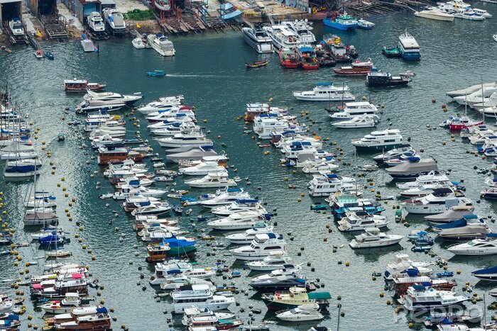 Fototapete Segelboote Hafen aus Vogelperspektive