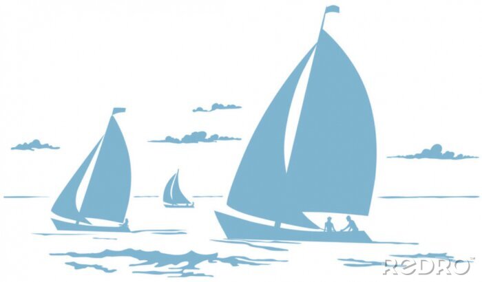Fototapete Segelboote Zeichnung