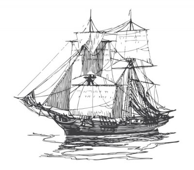 Fototapete Segelschiff im Retro-Stil