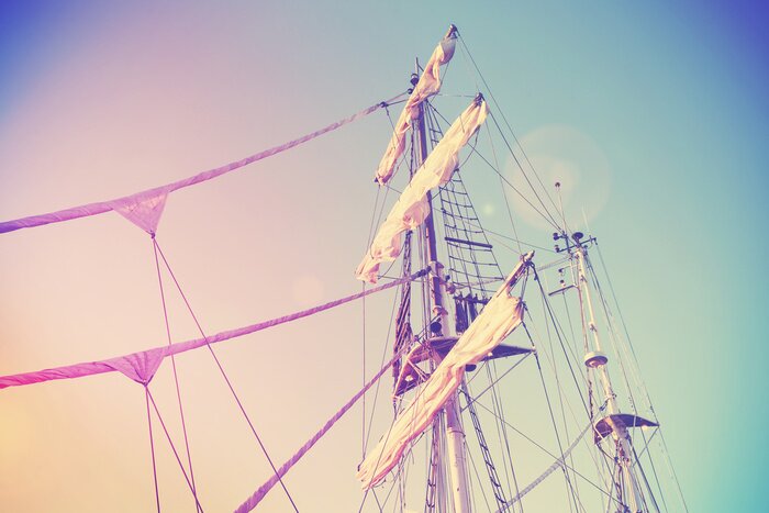 Fototapete Segelschiff Mast mit Himmelhintergrund