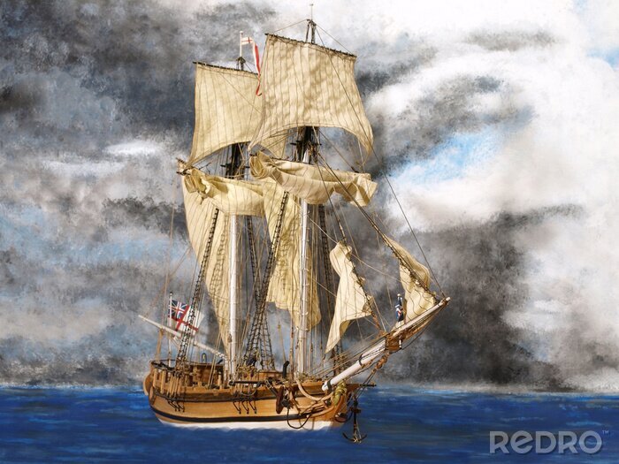 Fototapete Segelschiff wie gemalt