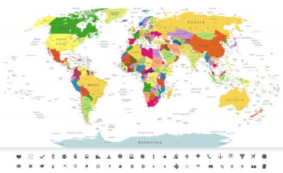 Fototapete Sehr detaillierte Weltkarte