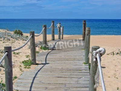 Fototapete Seilsteg auf sonnigem Strand