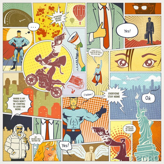 Fototapete Seiten-Comic-Layout-Konzept