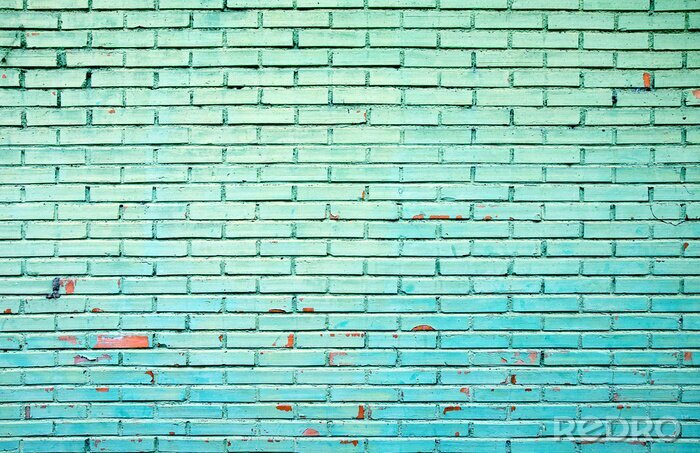 Fototapete Seladonfarbene Ziegelmauer