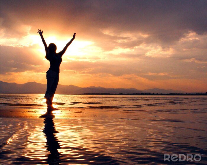 Fototapete Silhouette der sportlichen Frau