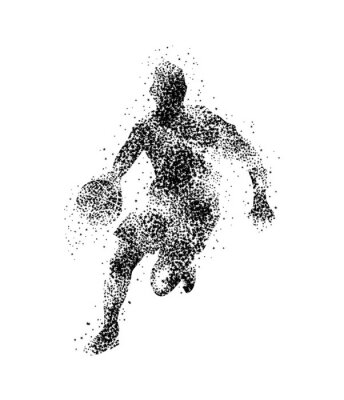 Fototapete Silhouette eines Basketballspielers aus schwarzen Punkten