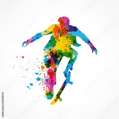 Fototapete Silhouette homme, skateur