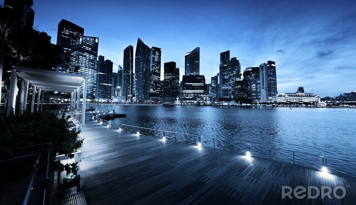 Fototapete Singapur nach Sonnenuntergang
