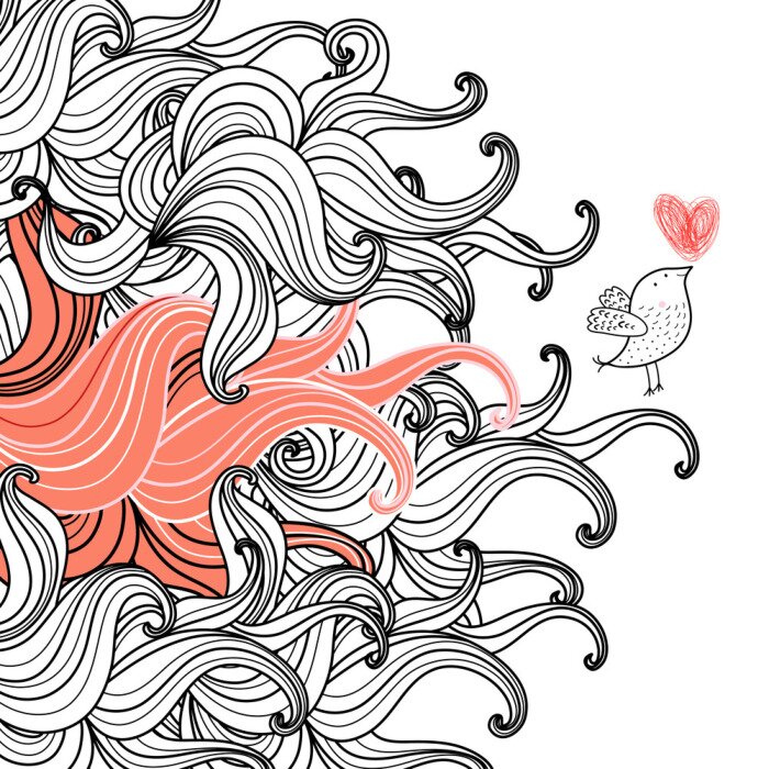 Fototapete Singender Vogel im Gebüsch