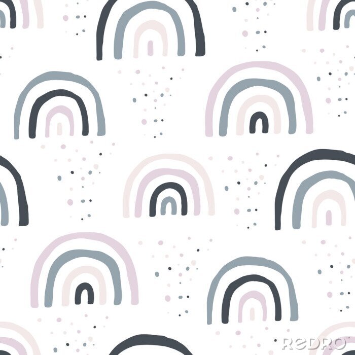 Fototapete Skandinavische Kinderregenbögen in Grautönen