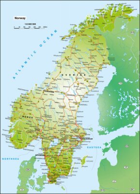 Fototapete Skandinavische Weltkarte