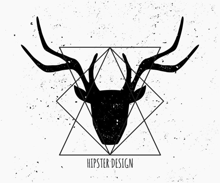 Fototapete Skandinavischer Stil mit Silhouette eines Hirsches