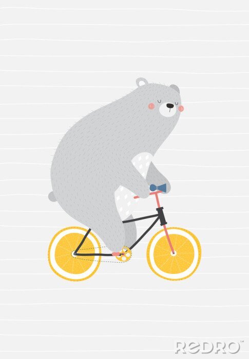 Fototapete Skandinavischer Teddybär auf dem Fahrrad