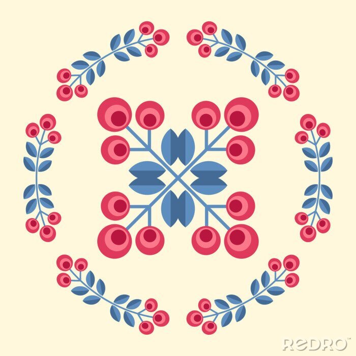 Fototapete Skandinavisches Muster mit Blumen