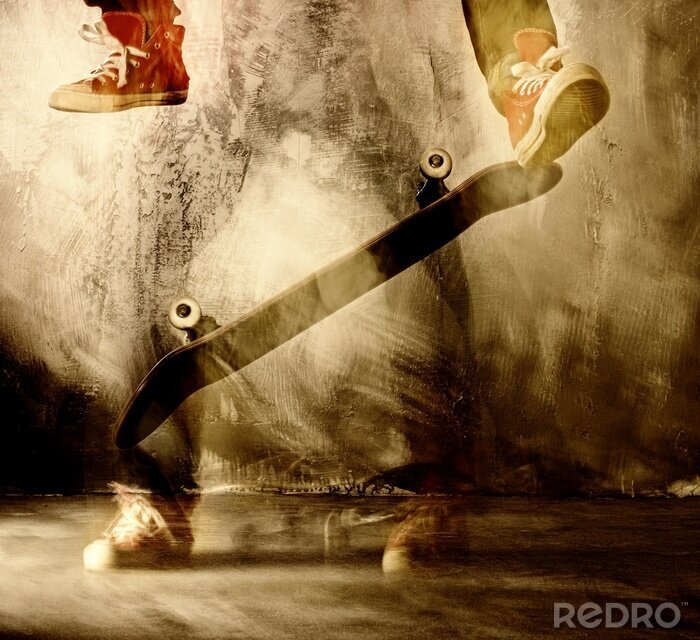 Fototapete Skateboard Trick in Bewegung