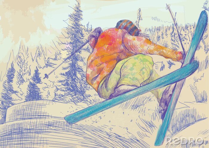 Fototapete Skifahren im Winter