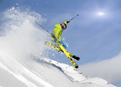 Fototapete Skifahrer auf der Sportpiste