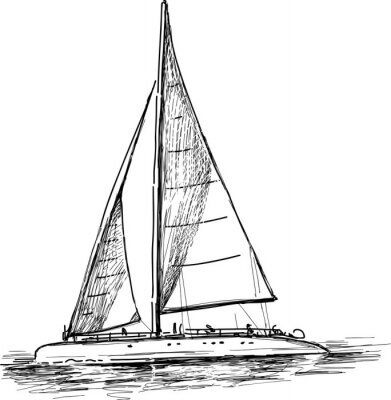 Skizze einer Segelyacht