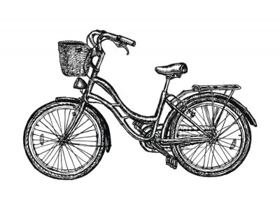 Fototapete Skizze eines alten Fahrrads