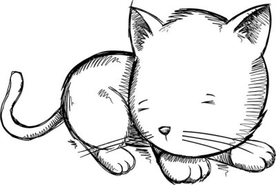 Fototapete Skizze eines schlafenden Kätzchens