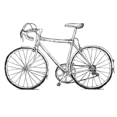 Skizze vom Fahrrad auf einem Blatt Papier