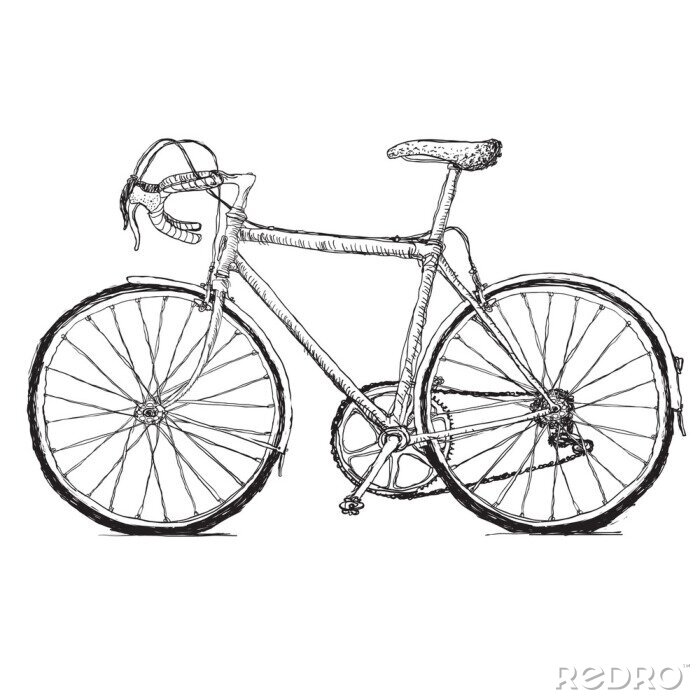 Fototapete Skizze vom Fahrrad auf einem Blatt Papier