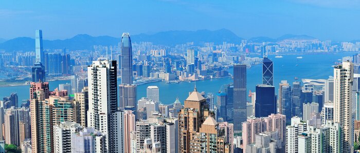 Fototapete Skyline aus Vogelperspektive 3D