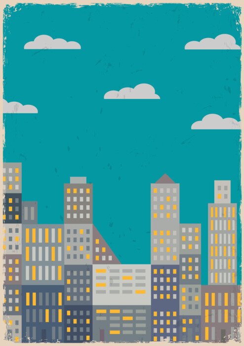 Fototapete Skyline im Grunge-Stil