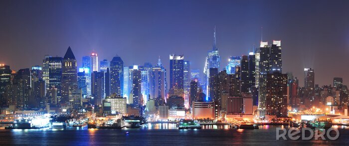 Fototapete Skyline mit beleuchtetem New York City