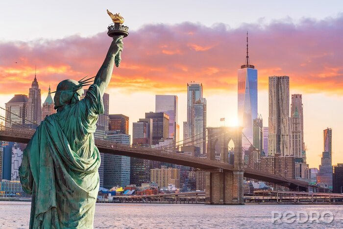Fototapete Skyline New York City und Freiheitsstatue