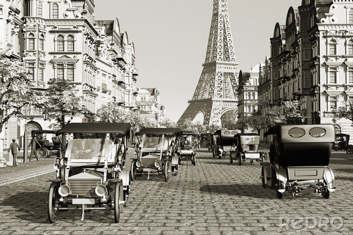 Fototapete Skyline von Paris in der Vergangenheit