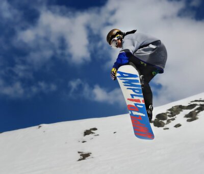 Fototapete Snowboard in der glühenden Sonne