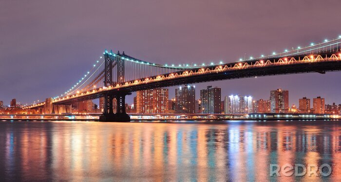 Fototapete Sommernacht über Manhattan Bridge