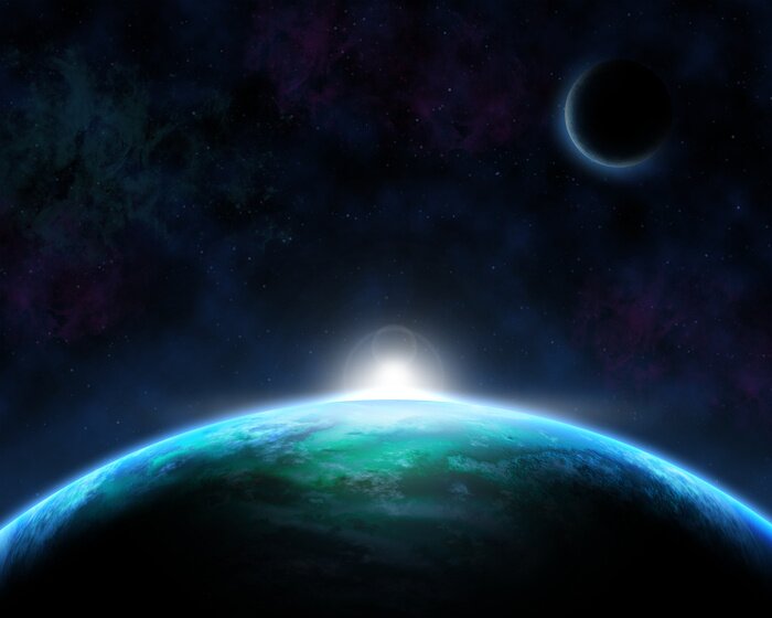 Fototapete Sonne auf dem Horizont des Planeten Erde