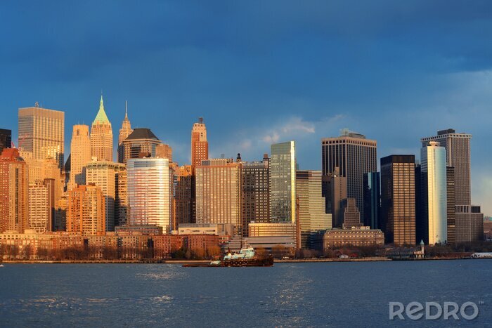 Fototapete Sonne auf Gebäuden von New York City