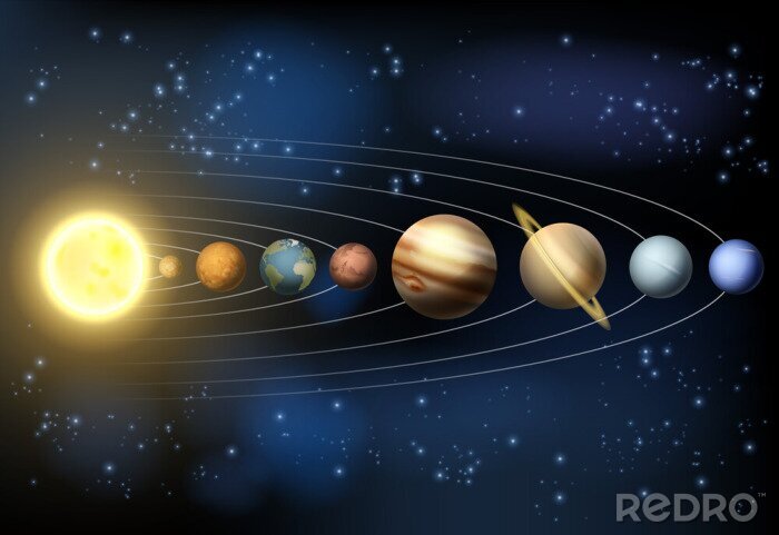 Fototapete Sonne mit Planeten