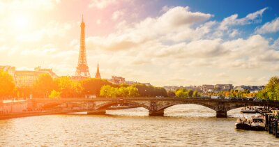 Fototapete Sonne Paris und Eiffelturm