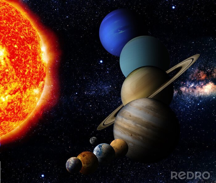 Fototapete Sonne, Planeten in Galaxie