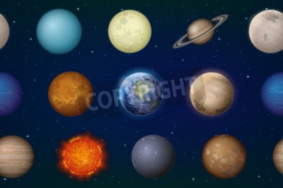 Fototapete Sonne und neun Planeten