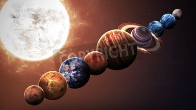 Fototapete Sonne und Planeten in einer Reihe