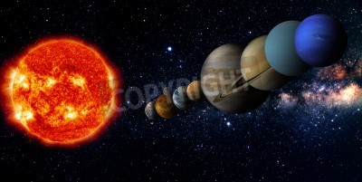 Fototapete Sonne und Planeten vor Himmel