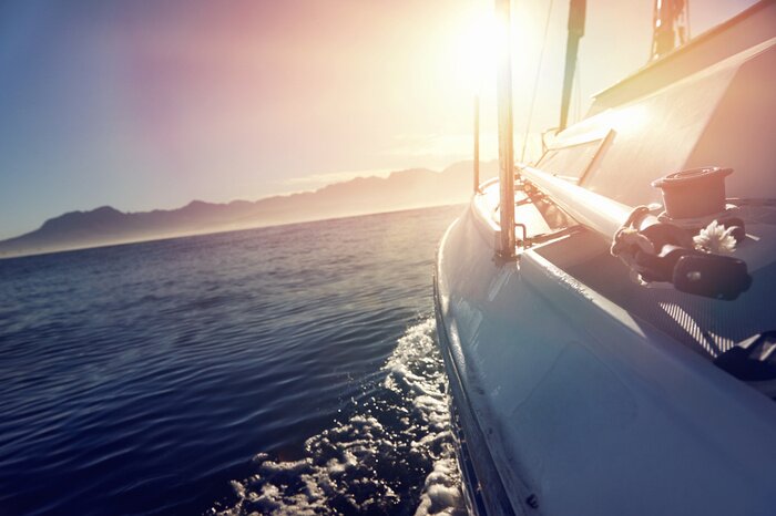 Fototapete Sonne und Segelboot